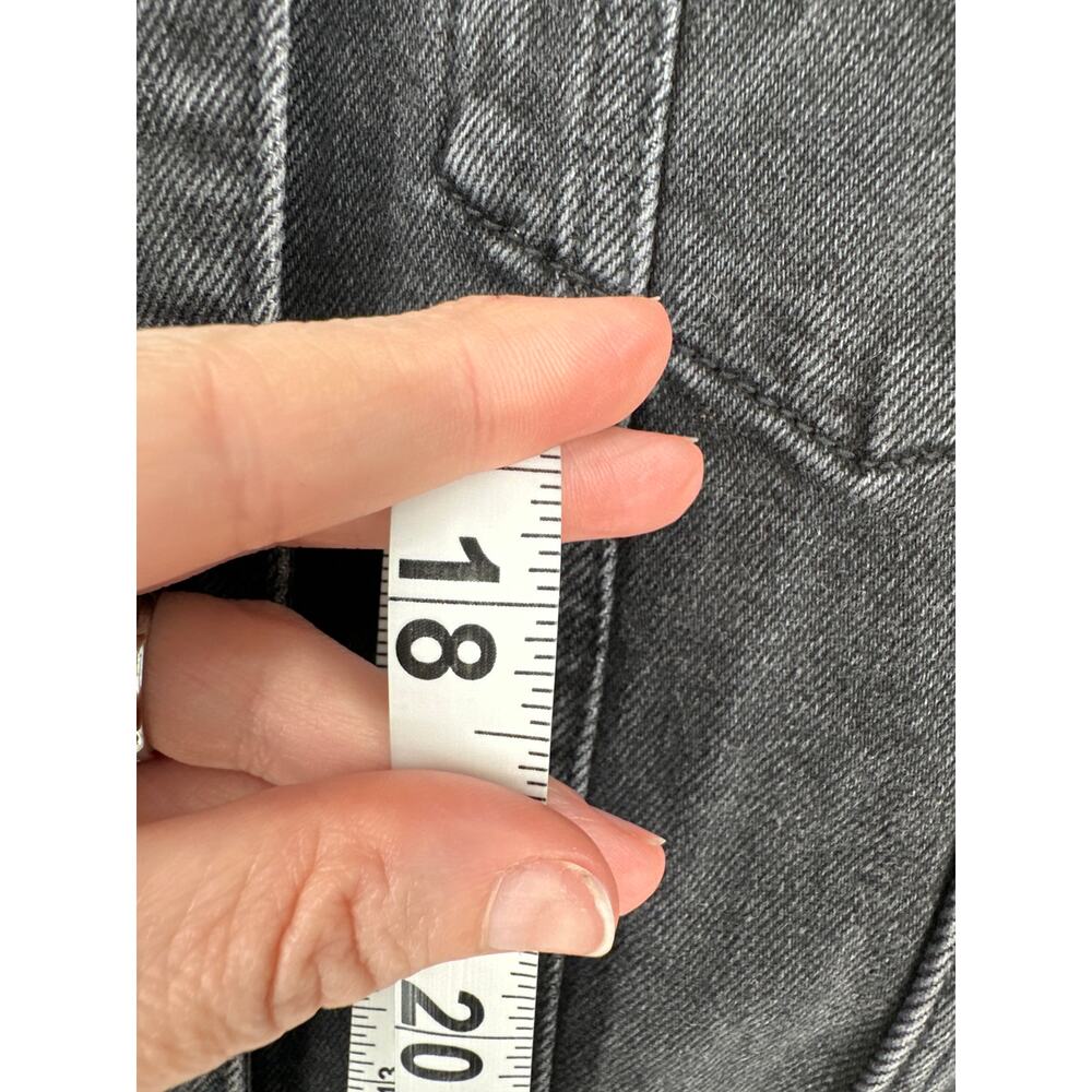 Hollister Denim Jacket Womens Small Black Cropped Button Raw Hem Boho Grunge - Picture 5 of 6
